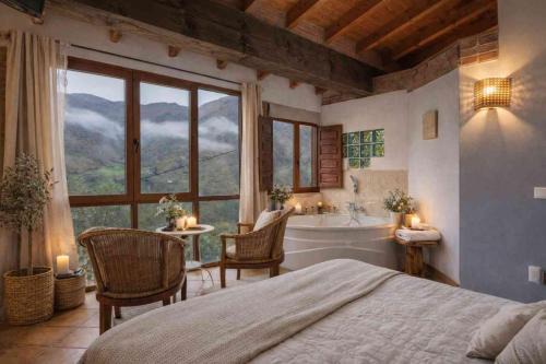 El Carbayu, jacuzzi y vistas