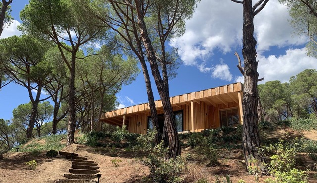 Wooden Villa with Sea View and Wellness on Boutique Estate near Barcelona Coast
