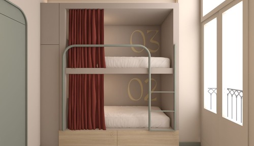 Bed in mixed dormitory of 4 with shared bathroom